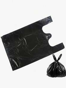 100/275/365pcs Thickened Large Black Garbage Bags, Kitchen Trash Bags, Vegetable Bags, Large Size Garbage Bags, Suitable For Paper, Plastic, Bottles, Newspapers, Lawn, With Handle T-Shirt Bags, Large Capacity Plastic Bags - Black - View 3
