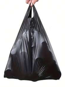 100/275/365pcs Thickened Large Black Garbage Bags, Kitchen Trash Bags, Vegetable Bags, Large Size Garbage Bags, Suitable For Paper, Plastic, Bottles, Newspapers, Lawn, With Handle T-Shirt Bags, Large Capacity Plastic Bags - Black - View 4