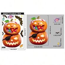 Halloween Pumpkin Lantern Set Ghost Party Atmosphere Decoration Pumpkin Head Glass Sticker, Holiday And Party Decoration Sticker, Glass Window Sticker - A - View 9