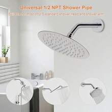 Stainless Steel Round Shower Arm For Wall-Mounted Installation, Shower Rod Pipe Holder, Bathroom Shower Head Support Elbow, American-Style Shower Bracket With Plated Handheld Shower Holder And Fixed Shower Head Mount - Bent Pipe Bracket - View 5