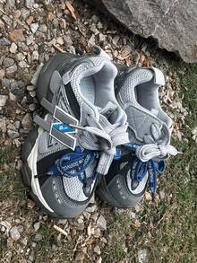 1 par de zapatos deportivos casuales para niños de vuelta a la escuela, zapatillas gruesas simples y elegantes para niños y niñas, zapatos infantiles cómodos de moda con cierre de gancho y bucle, uso para todas las estaciones, estilo de academia - Azul - Ver 6