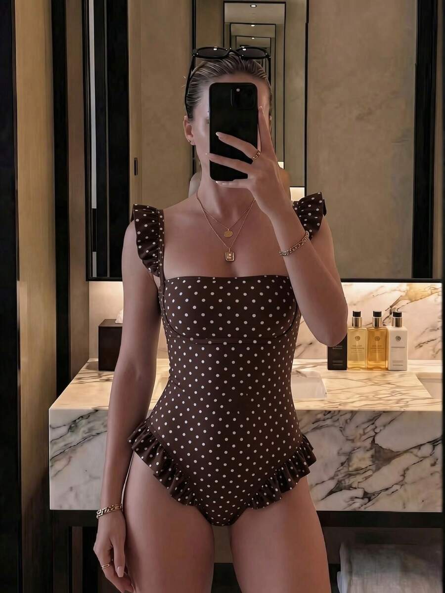新款性感夏季條紋高彈性休閒海灘度假約會派對女款一件式細肩帶泳衣 - 彩色 - 查看 1