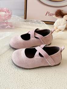1 Pair Girls' Spring/Autumn Shallow-Cut Vintage Mary Jane Shoes, Solid Color Soft Sole Princess Shoes - Pink - View 2
