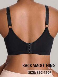 1pc Casual Comfortable Minimalist Plus Size Women's Bra, Wire-Free Push-Up Soft Comfortable Lingerie - Black - View 2