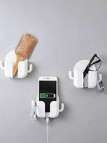 4 buah Rak Ponsel Dinding Perekat Tanpa Bor, Rak Penyimpanan Plastik Perekat, Cocok untuk Ponsel, Remote Control, dan Aksesoris Kecil, Rak Penyimpanan Dinding Minimalis, Cocok untuk Kamar Tidur, Kamar Mandi, Dapur, dan Ruang Tamu - MultiWarna - View 5