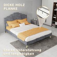 Modern Minimalist Soft Bed, Comfortable And Soft Headboard, Multifunctional Bedroom Furniture, Low Box Spring Bed Frame Without Lift Function, Including 140*200 Cm Mattress. - Grey - View 8