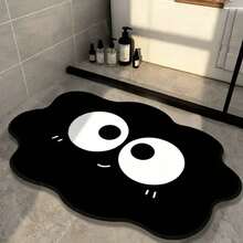 Cute Cartoon Black Cloud Diatomaceous Earth Bath Mat, Non-Slip Quick Dry Water Absorbent Bathroom Rug, Soft Irregular Doormat For Home Decor - A - View 1