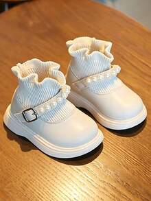 New Autumn/Winter Baby Walking Flat Shoes - Beige - View 3