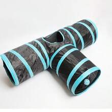 1 Peça Túnel de Gato Premium de 4 Vias, Design Extra Longo, Brinquedo Dobrável Grande. Túnel Espaçoso para Animais de Estimação, Adequado para Coelhos, Gatinhos e Gatos Adultos. - Multicolorido - Visão 9