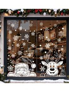 3 Designs Christmas Window Clings, Santa Claus Reindeer Snowman Snowflake Static Removable Window Stickers Decals For Xmas Party Home Glass Decor - View 9