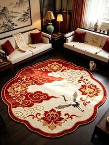 1pc Chinese Crane Pattern Asymmetrical Rug, American Country Style, Halloween, Doormat, Small Rug, Welcome Mat, Outdoor Doormat, Kitchen Rug, Home Decor, Front Door Mat, Area Rug, Home Decor, Garden Rug, Washable Rug - Multicolor - View 3