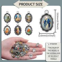 Mixed Image Enamel Our Lady Medal Floral Rosary Centerpiece Jesus Mary Catholic Alloy Crucifix Jewelry Making Charm 19mmx12mm - Multicolor - View 4