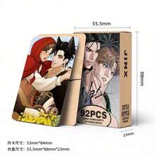 92pcs Jinx Manga Lomo Card Sleeves, 60pcs Collectible Photo Cards + 32pcs Stickers, Korean BL Character Card Pack, Aesthetic Decorative Cards, Fan Collection Gift - Multicolor - View 8