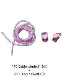 4 buah Pelindung Kabel Pengisian Cepat 20W Berbentuk Hati Ukuran 59,06 Inci - Bahan TPU, Kabel Pengisian dan Baterai Tidak Termasuk - Berwarna merah muda - View 8