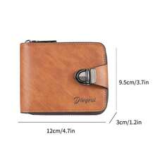 1pc Men's Fashion Tree Pattern Zipper PU Credit Card Holder, Small Zipper Coin Purse With Zipper Button Closure, Business Wallet, Ideal Gift For Men - Multicolor - View 8