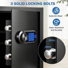 Fingerprint Medium Safe Box For Home, Digital Security Safe With Biometric Lock, Keypad & Emergency Keys, Fireproof Waterproof Document Bag Included, Anti-Theft Safe For Cash, Jewelry, Passport And Valuables-36L - 36L-medium - View 2