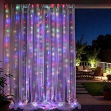 USB Warm White LED Curtain Lights, Multi-Strand Hanging Design, 8 Adjustable Lighting Modes, Plug And Play, Suitable For Bedroom Decoration, Window Display, Wedding Backdrop, Birthday Party And Holiday Indoor Home Atmosphere - USB Curtain Lights - View 4