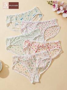 Aesletic 5PCS Plus Size Women's Briefs Breathable And Comfortable Panites Wear In Summer - Multicolor - View 3