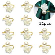 60/30/12pcs Elegant Pearl Rose Napkin Rings, Napkin Buckles, Hotel Napkin Rings, Wedding Banquet Napkin Rings, Home Daily Table Decor, Tablecloth Accessories, Wedding Decoration - Multicolor - View 7