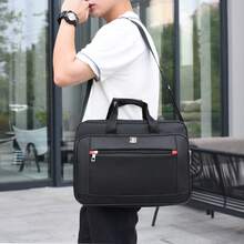 1pc Men's Business Travel Bag, Vintage Crossbody Handbag Design, Large Capacity Shoulder Bag, Zipper Closure Adjustable, Commute Shopping Daily Multi-Functional - Black - View 4
