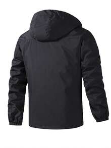 Men's Autumn/Winter Outdoor Casual Hooded Jacket, Fashionable Streetwear Jacket - Black - View 3