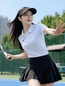 Nike Dri-Fit Women's Polo Shirt, Soft, Moisture-Wicking, Quick-Dry, Breathable Short-Sleeve T-Shirt, White - White - View 2