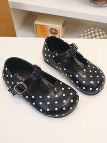 Girls Polka Dot Flat Mary Jane Shoes, Sweet Casual Slip-On Shoes, Suitable For Parties And Daily Wear - Black - View 4