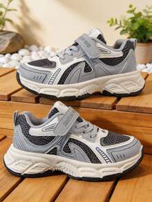 Children's Sports Shoes With Lace-Up, Hook And Loop, Slip-On Design - Grey - View 1