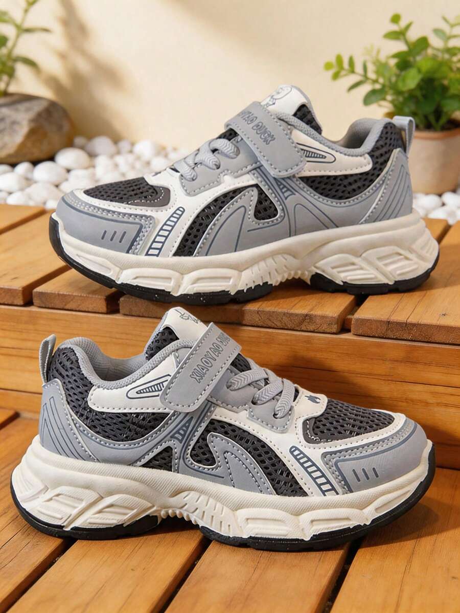 Children's Sports Shoes With Lace-Up, Hook And Loop, Slip-On Design - Grey - View 1