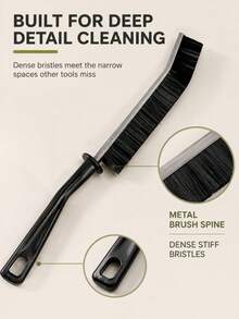Long Handle Curved Gap Cleaning Brush, Dense Firm Bristles Crevice Dust Brush With Non-Slip Handle, Multi-Purpose Household Cleaner For Window Track, Sofa Gap, Keyboard And Hard-To-Reach Corners - Black - View 4