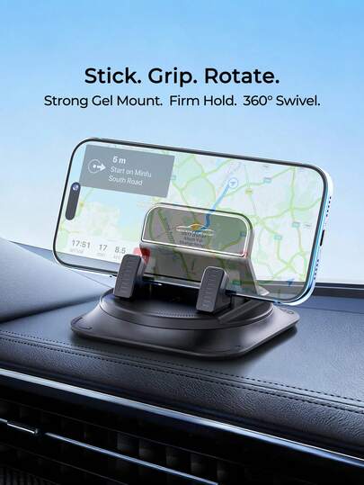 REMAX Stable Car Phone Mount For Bumpy Roads, Nano-Gel Dashboard Adhesive Base, One-Hand Auto-Locking Arms, 360° Rotation, Washable Pad, Fits 4.7–7.2 In. Phones & Most Cases, Car Accessories, Car Essentials, Car Stuff