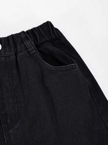 Boys' Fashionable Distressed Relaxed Fit Black Denim Jeans With Pockets - Black - View 5