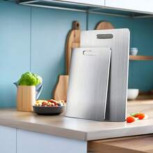 High-Quality Stainless Steel Kitchen Cutting Board - Double-Sided, Rust-Resistant, Suitable For Meat, Fruit And Vegetables, Dishwasher , Durable, Multiple Sizes Available, Back To School Season, Back To School Gift - Multicolor - View 3