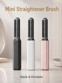 1pc USB Rechargeable Hair Straightener Comb, Mini Heated Straightening Brush, Unisex Styling Straightener, College Essentials, Holiday Essentials, School Supplies, Camping Essentials, Easy To Store, Vanity Accessory, Christmas Gift - Straight Comb - View 10