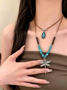 2件組復古多層式項鍊女款，吊墜式頸鍊，波希米亞風百搭飾品 - 彩色 - 查看 6