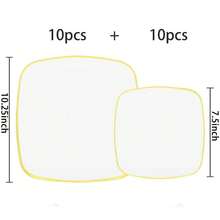 2pcs/Set White Gold Rim Square Plates, Premium Gold Rim Rounded Corner Design Party Tableware, 10.25 Inch And 7.5 Inch Dining Trays, Dessert Plates, Salad Plates, Suitable For Christmas, Wedding, Party, Home Dinner, Restaurant, Kitchen, Outdoor, Various Holiday Parties - White With Gold Trim - View 13