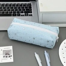 Star Polka Dot INS Minimalist Cute Canvas Pencil Case, Highly Attractive Large Capacity Zipper Student Stationery Storage Bag - Star Pencil Case - View 11