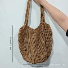 Women's Large-Capacity Woven Tote Bag - Lightweight And Breathable Shoulder Bag, Suitable For Beach, Travel, Shopping, Daily Use, Open Casual Tote Bag, Easy To Carry, Suitable For Commuting - View 5