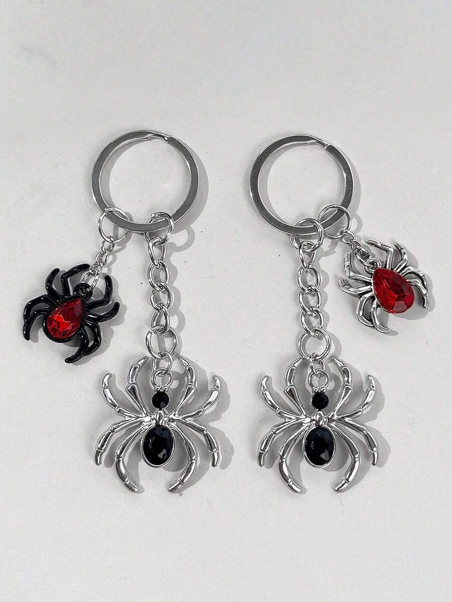 1pc Halloween Spider Key Chain Dark Gothic Hip-Hop Personalized Premium Keychain Pendant Charm - Multicolor - View 1