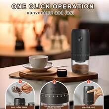 1pc Portable Electric Coffee Grinder, Home Mini Grinder, Adjustable Settings For Coarse & Fine Grinding. 1800mAh Battery, Quickly Grinds, Suitable For Office, Home, Camping & Travel Use. - Black - View 10