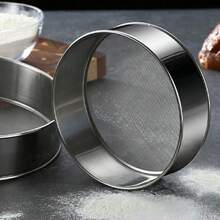 Flour Sifter; Stainless Steel; 40 Mesh; Professional Baking; Fine Mesh; Filter Flour; Powdered Sugar; Cocoa Powder; Making Cakes; Bread Cookies; Pizza; Kitchen DIY; Camping And Picnics; Outdoor Cooking; Family Gatherings; Practical Kitchenware - View 3