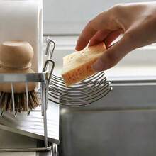2/1 buah Rak Pengering Gantung Tepi Wastafel Dapur Stainless Steel, Keranjang Penyimpanan Multifungsi, Tempat Peralatan & Pisau, Tanpa Pengeboran, Keranjang Pengering Peralatan Dapur, Pengatur Penyimpanan Meja Dapur Hemat Ruang - MultiWarna - View 3