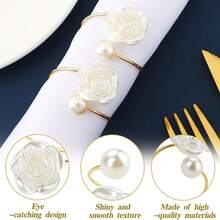 60/30/12pcs Elegant Pearl Rose Napkin Rings, Napkin Buckles, Hotel Napkin Rings, Wedding Banquet Napkin Rings, Home Daily Table Decor, Tablecloth Accessories, Wedding Decoration - Multicolor - View 6
