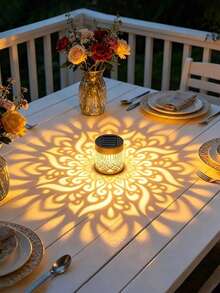 Waterproof Solar Mandala Pattern Projection Lamp, LED Outdoor Decorative Wall Night Light, Solar Powered Projection Light For Garden, Yard, Fence, Patio, Camping, Outdoor Landscape Decor - Mandala Lamp - View 7