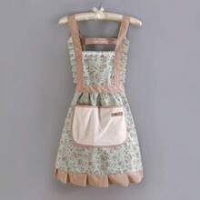 Floral Anti-Stain Apron, Breathable For Home Kitchen Cooking, Women's Striped Design With Pockets, Fresh And Clean Workwear, Suitable For Kitchen And Home Country Style, Can Be Used For Wiping Hands And Tying Around Waist - Multicolor - View 11