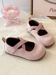 1 Pair Girls' Spring/Autumn Shallow-Cut Vintage Mary Jane Shoes, Solid Color Soft Sole Princess Shoes - Pink - View 5