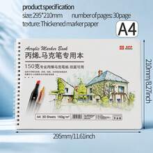 1pc Acrylic Marker Dedicated A4 Drawing Pad, High-Quality Painting Paper Spiral Coil Notebook, Double-Sided Drawing, Ink Resistant To Bleeding, Smooth Coloring With Even Tones, Suitable For Art Students Hand Drawing, Daily Doodling, Outdoor Sketching, Quick Sketches, Universal Drawing Notebook For Students And Adults - Drawing Marker - View 17
