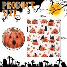 1pc Halloween Black Cat Jack Pumpkin Print Blanket, Autumn Maple Leaf Plush Throw Blanket, Living Room Holiday Decor Shawl Blanket - Multicolor - View 5