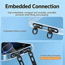360° Rotating Metal Phone Lanyard Connector Plate, Side-Mount Double-Clip Ultra-Thin Metal Shim, Double-Clip For Stronger Hold, Does Not Affect Phone Calls - Multicolor - View 7