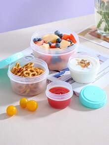 4pcs Transparent Colorful Bento Box, Yogurt Cup, Lunch Box, Salad Bowl, Yogurt Cake Dessert Box, Stackable Food Storage Container Set With Lids, Transparent Plastic With Measurement Scale, Reusable Airtight Storage Box, Refrigerator Fruit Vegetable Snack Storage, Home Kitchen Supplies, For Christmas, Halloween, Valentine's Day, Birthday Party - Multicolor - View 3